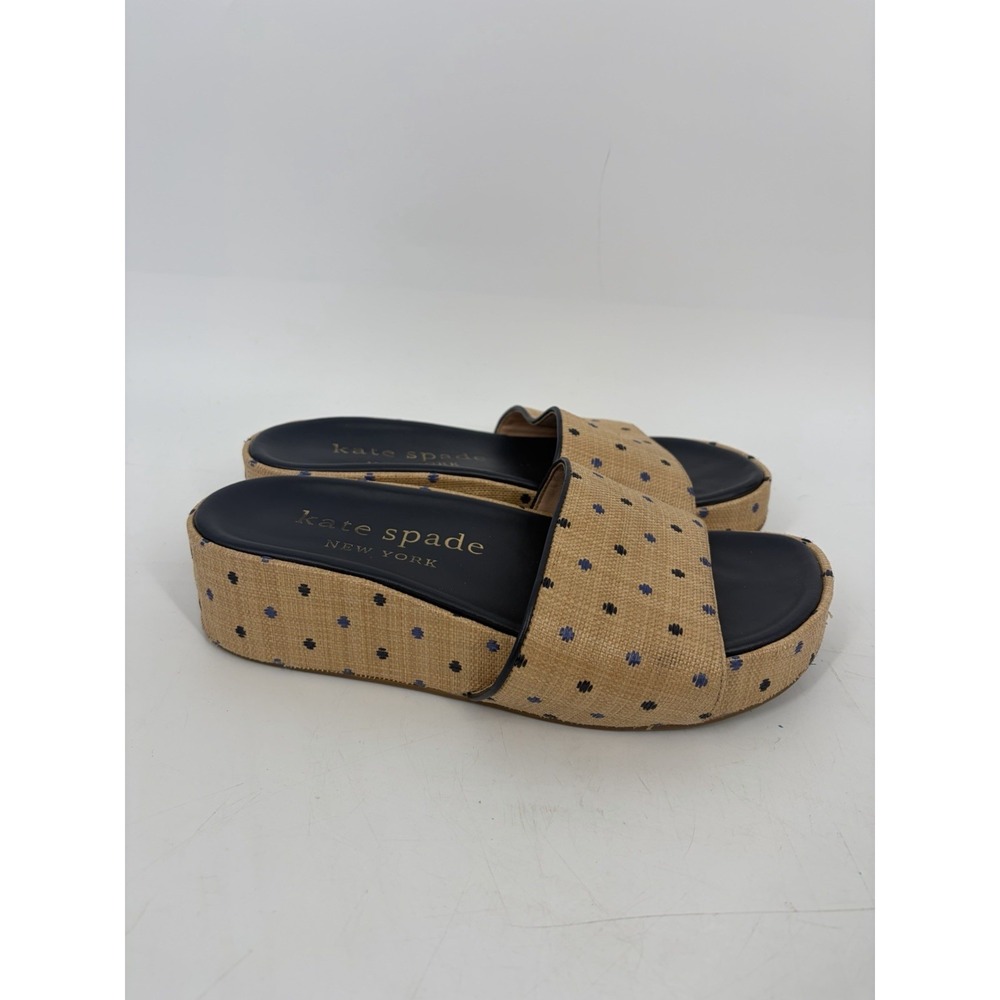 Kate Spade Breeze Raffia Platform Slide Sandals 8.5 B Coastal Resort Vacation
